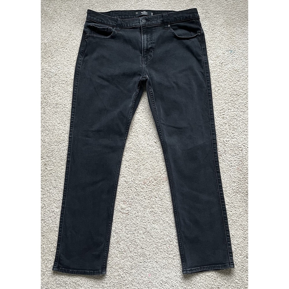 Hollister Jeans Mens 36x32 Black Slim Straight Advanced Stretch Denim Pants